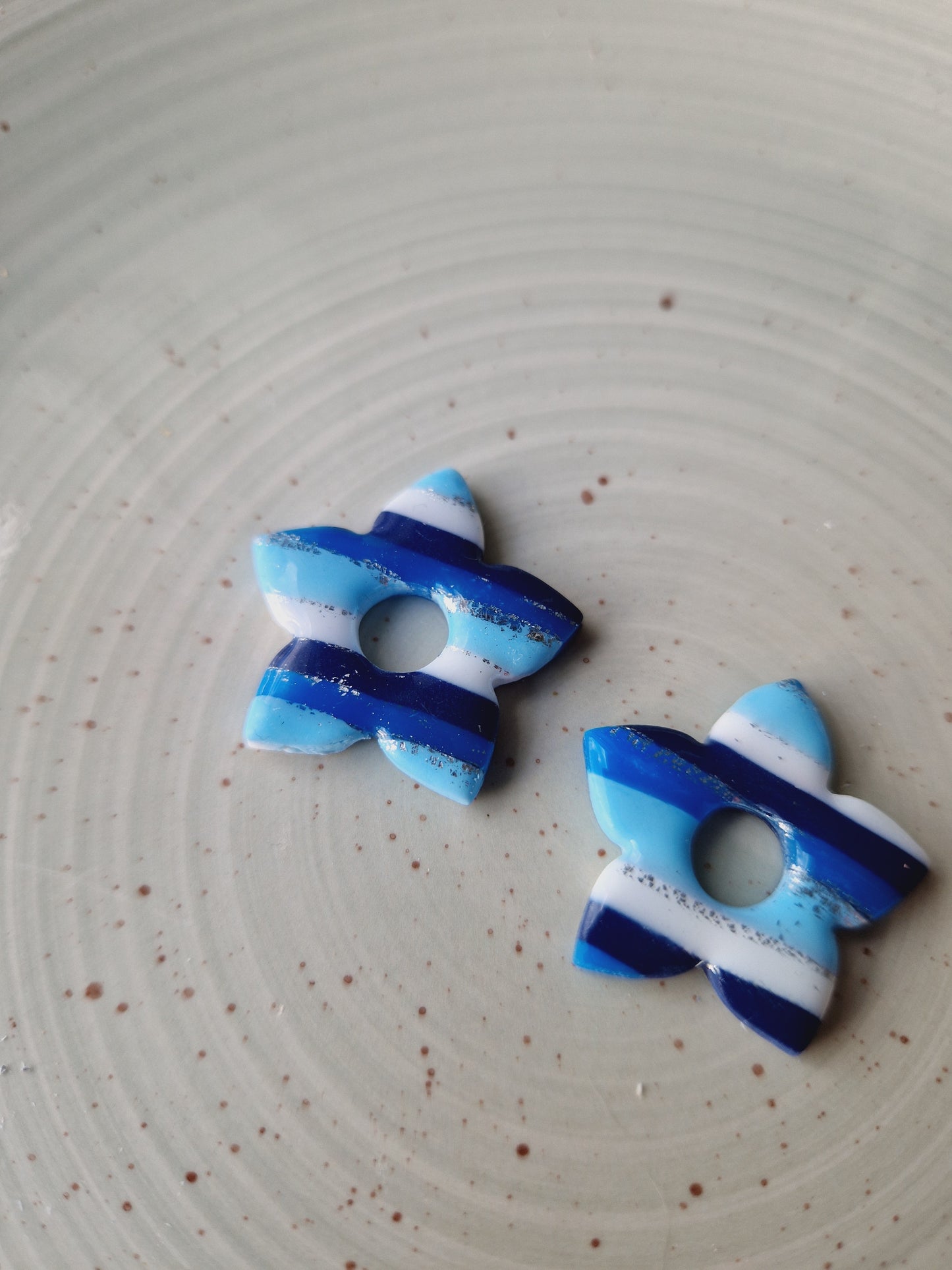 Pampilles rayures marron/bleu 🤎💙 (sans créoles) finition brillante.