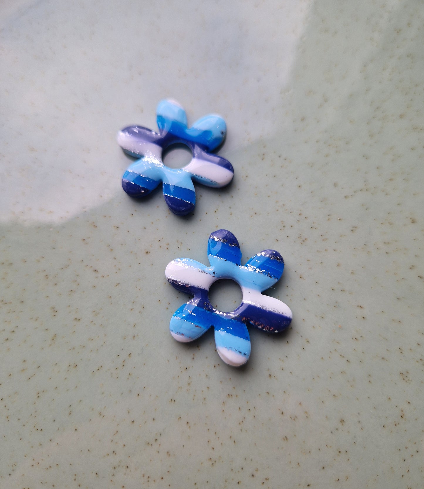 Pampilles rayures marron/bleu 🤎💙 (sans créoles) finition brillante.