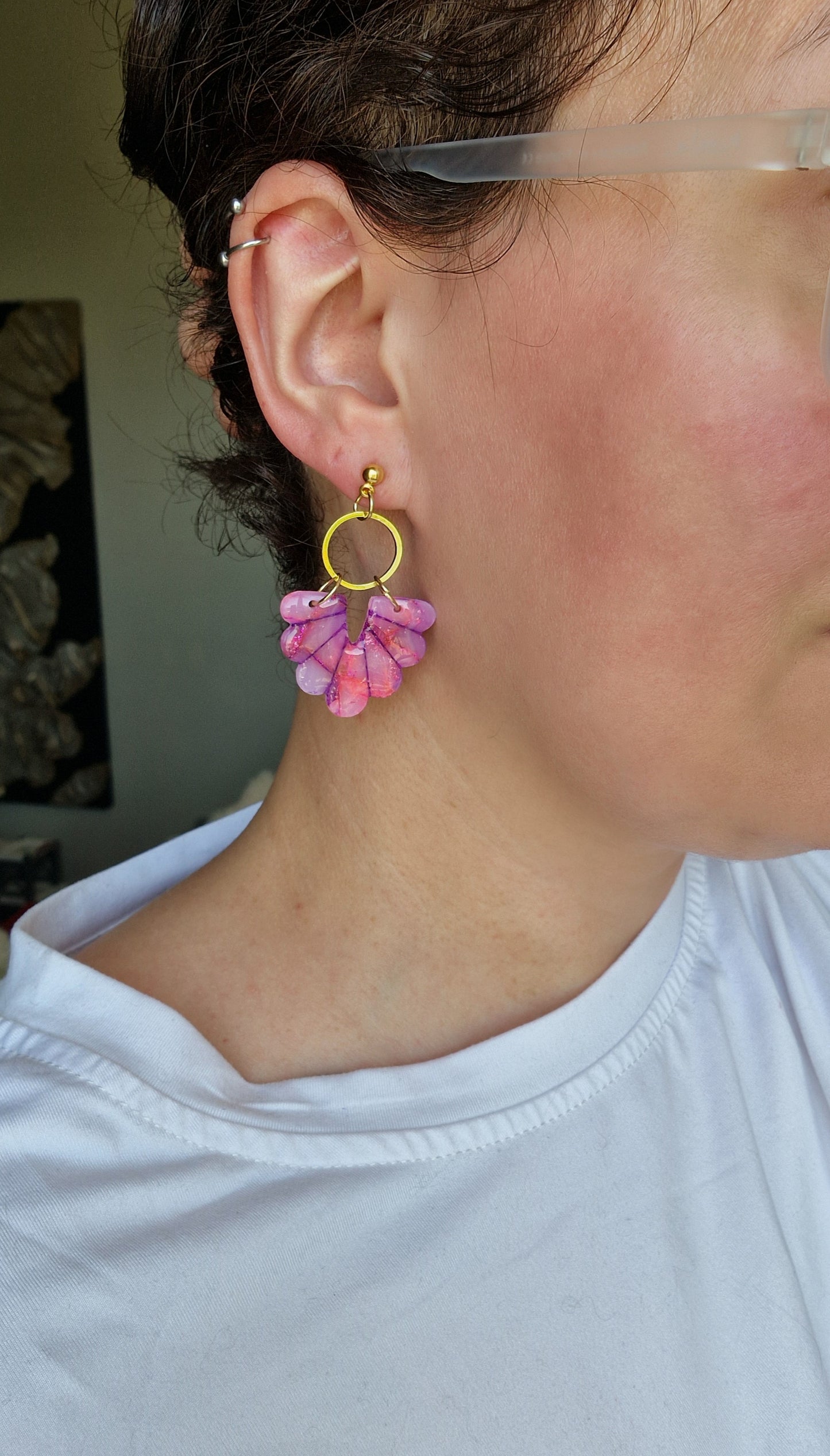 Boucles "Lilia" marbré rose violet 🩷💜.