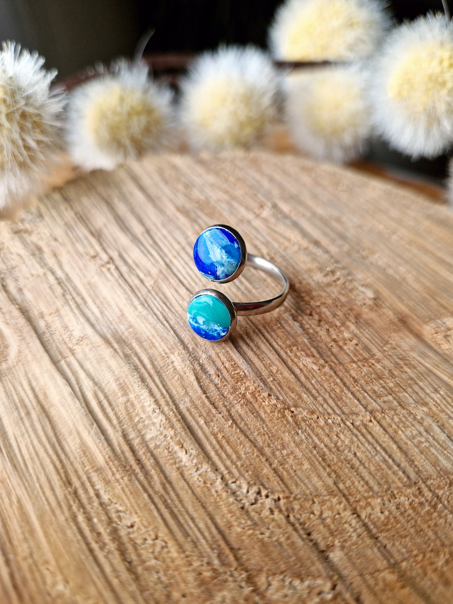 Bague ajustable "Lagon 💚🩵💙"