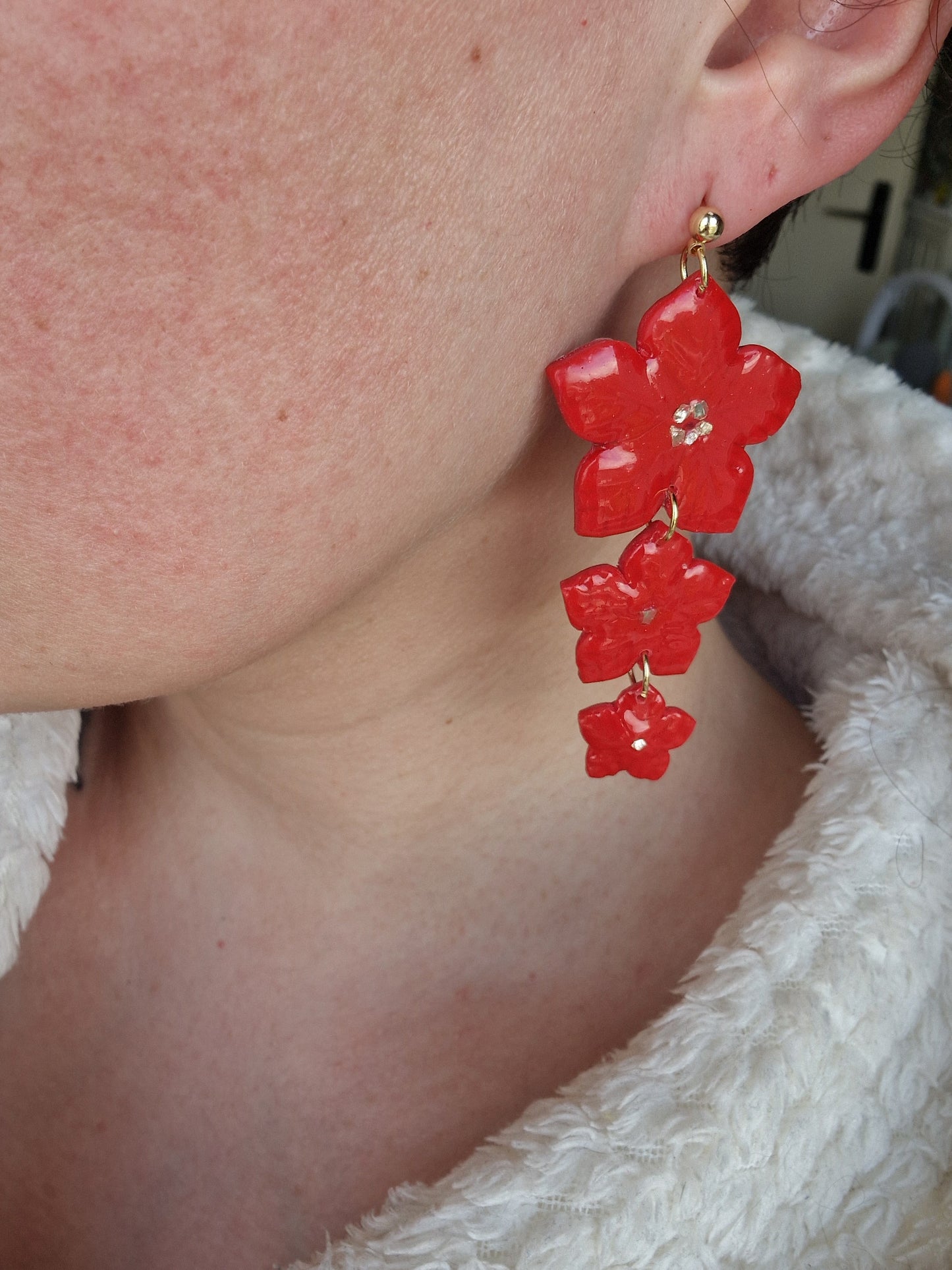 Boucles "Trio fleurs de Noël"