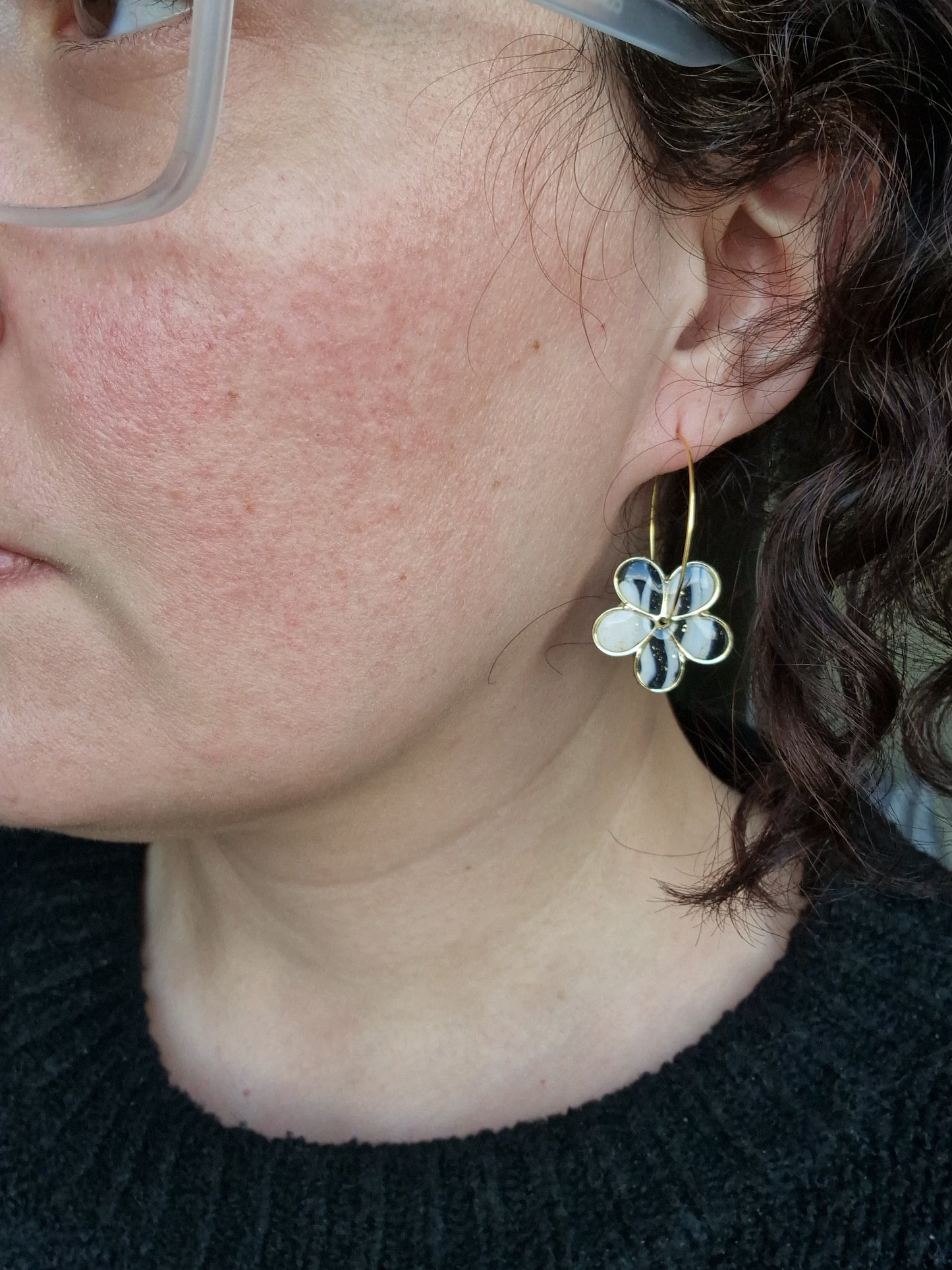 Boucles "Flora" marbré noir et blanc 🖤🤍✨️