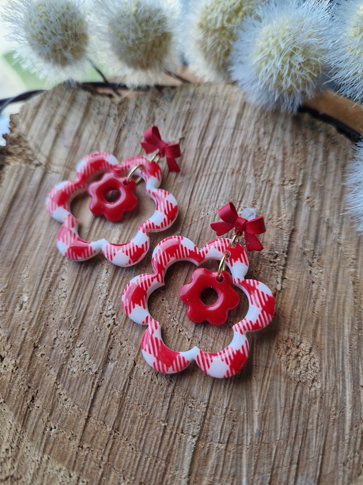 Boucles "Duo de 🌸" Vichy ❤️🎀