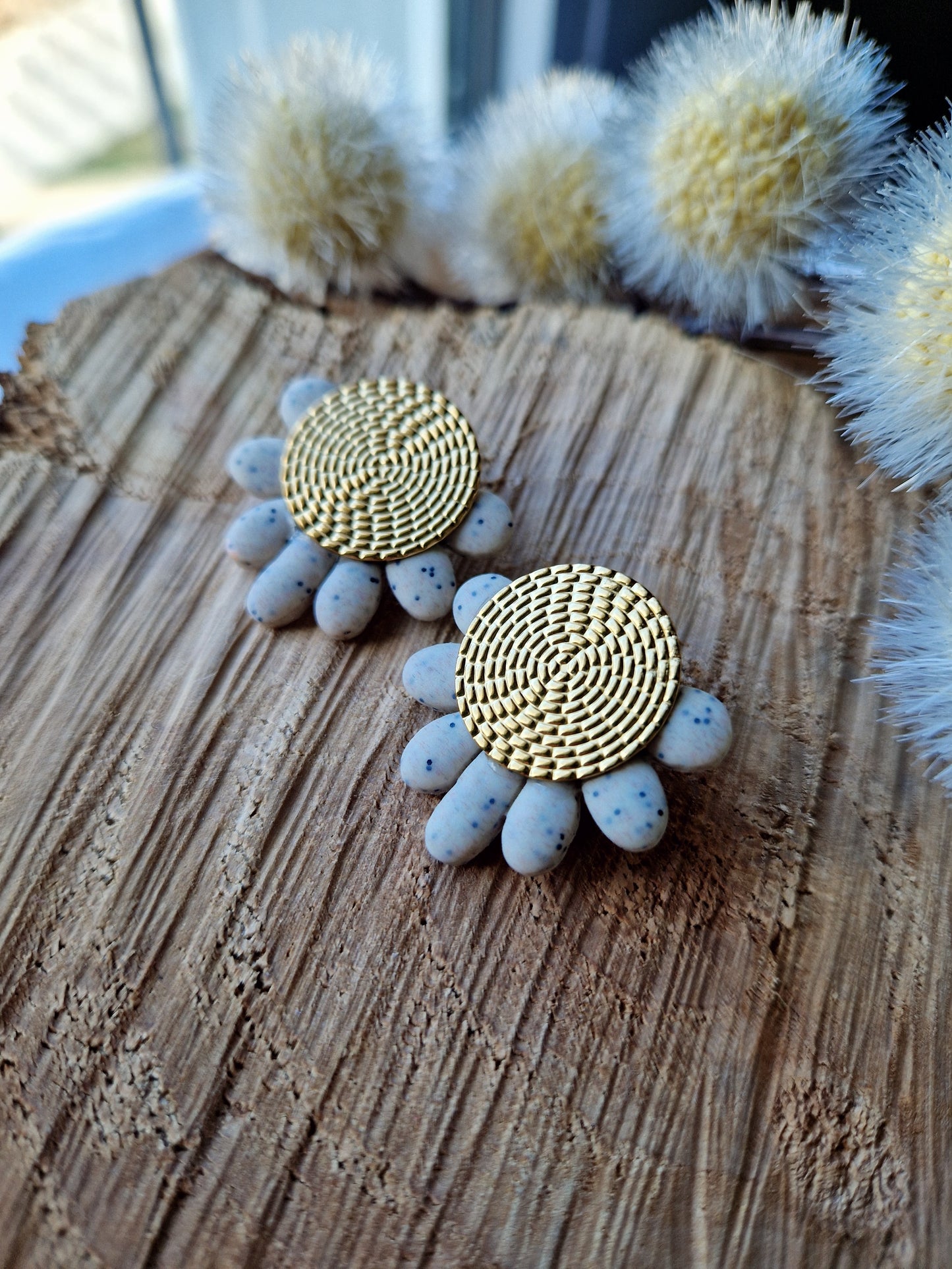 Boucles "Fanny" granit beige or.