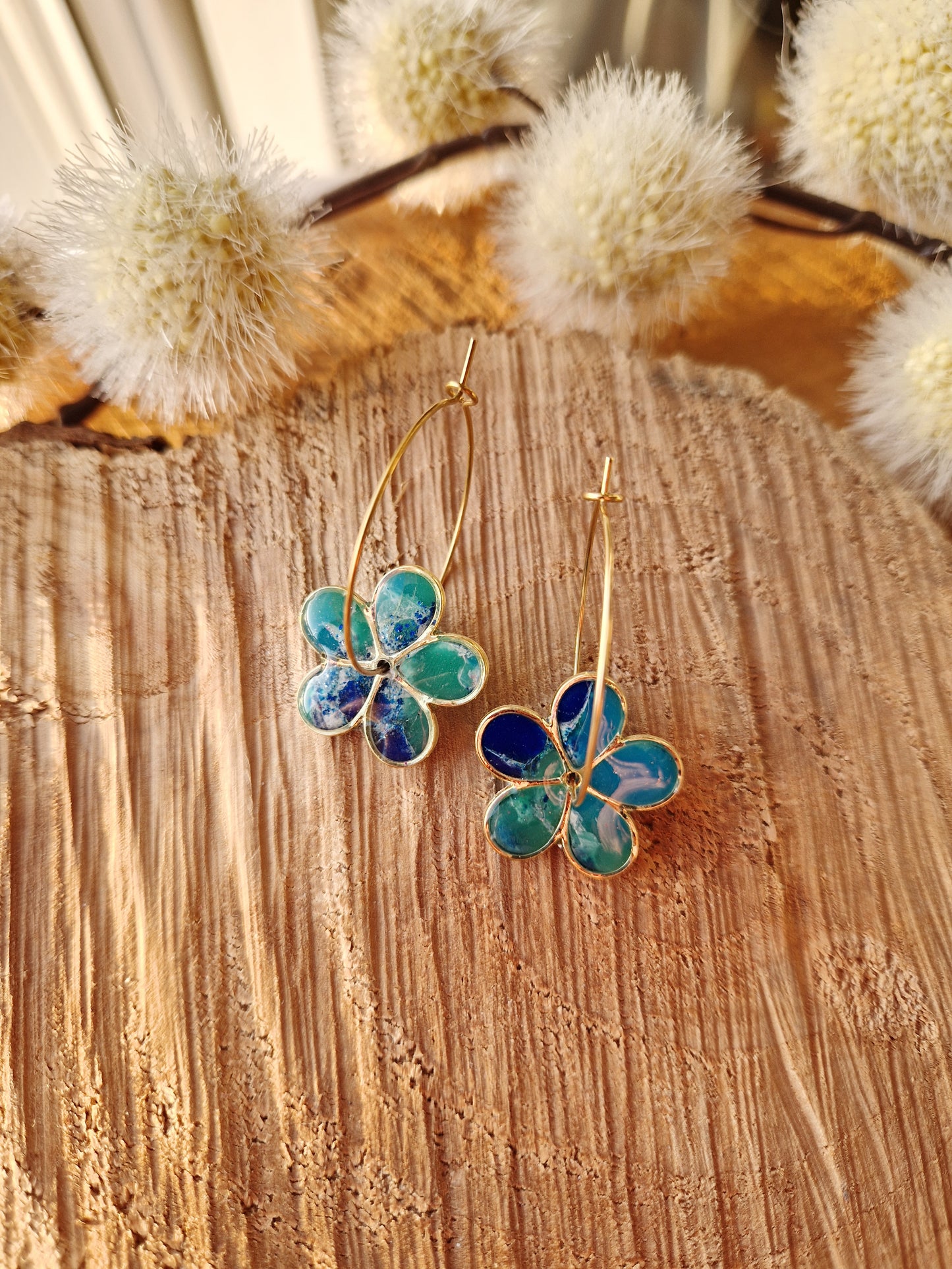 Boucles "Flora" Lagon.