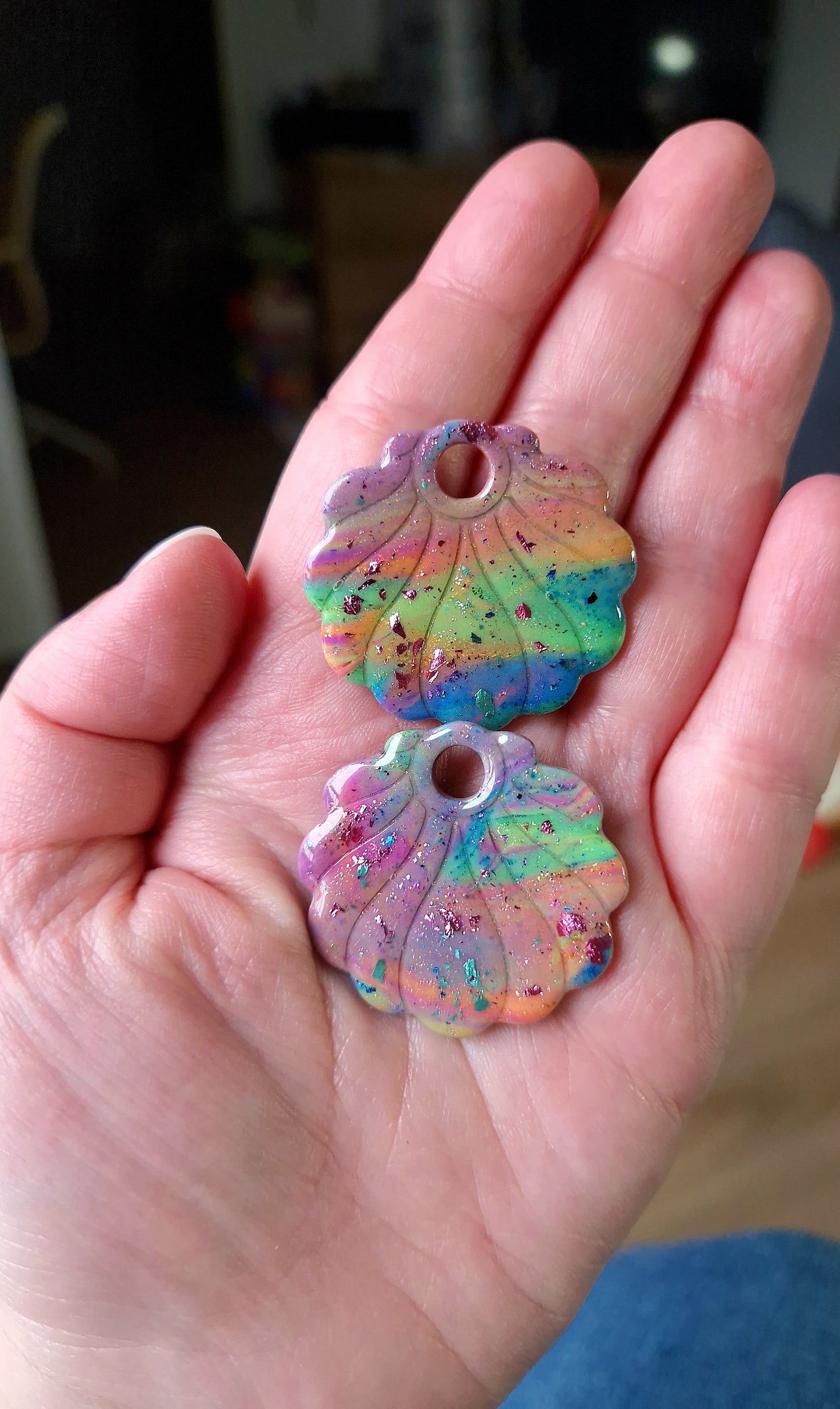 Pampilles "Océane 🐚" anti gaspi rainbow (sans créoles).