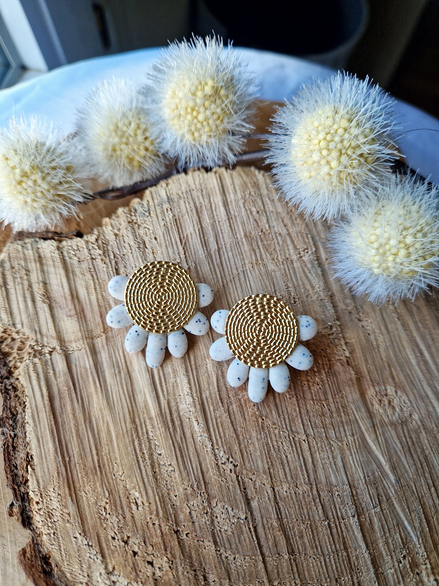 Boucles "Fanny" granit beige or.