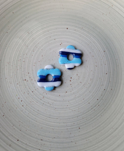 Pampilles rayures marron/bleu 🤎💙 (sans créoles) finition brillante.