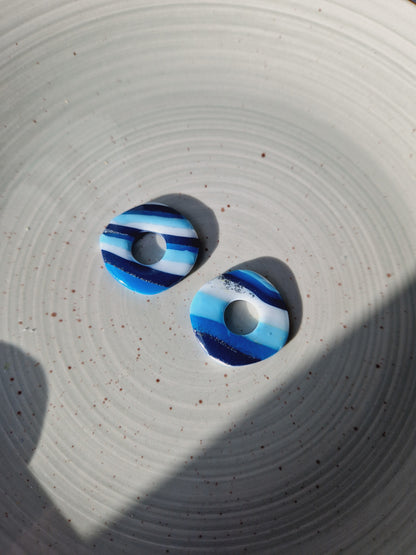 Pampilles rayures marron/bleu 🤎💙 (sans créoles) finition brillante.
