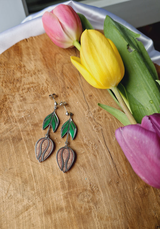 Tulipes rose paillété / argent