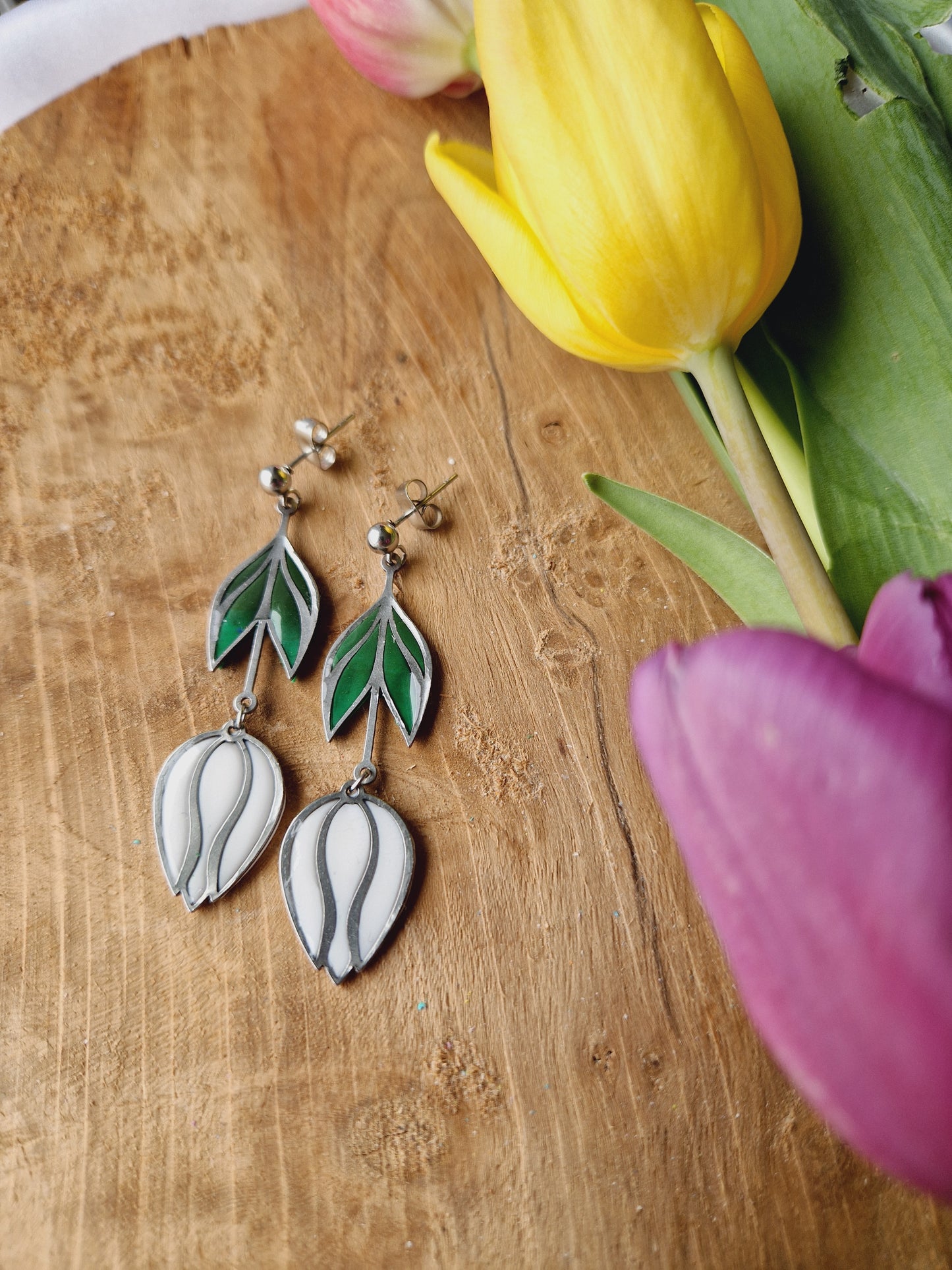 Tulipes blanc / argent