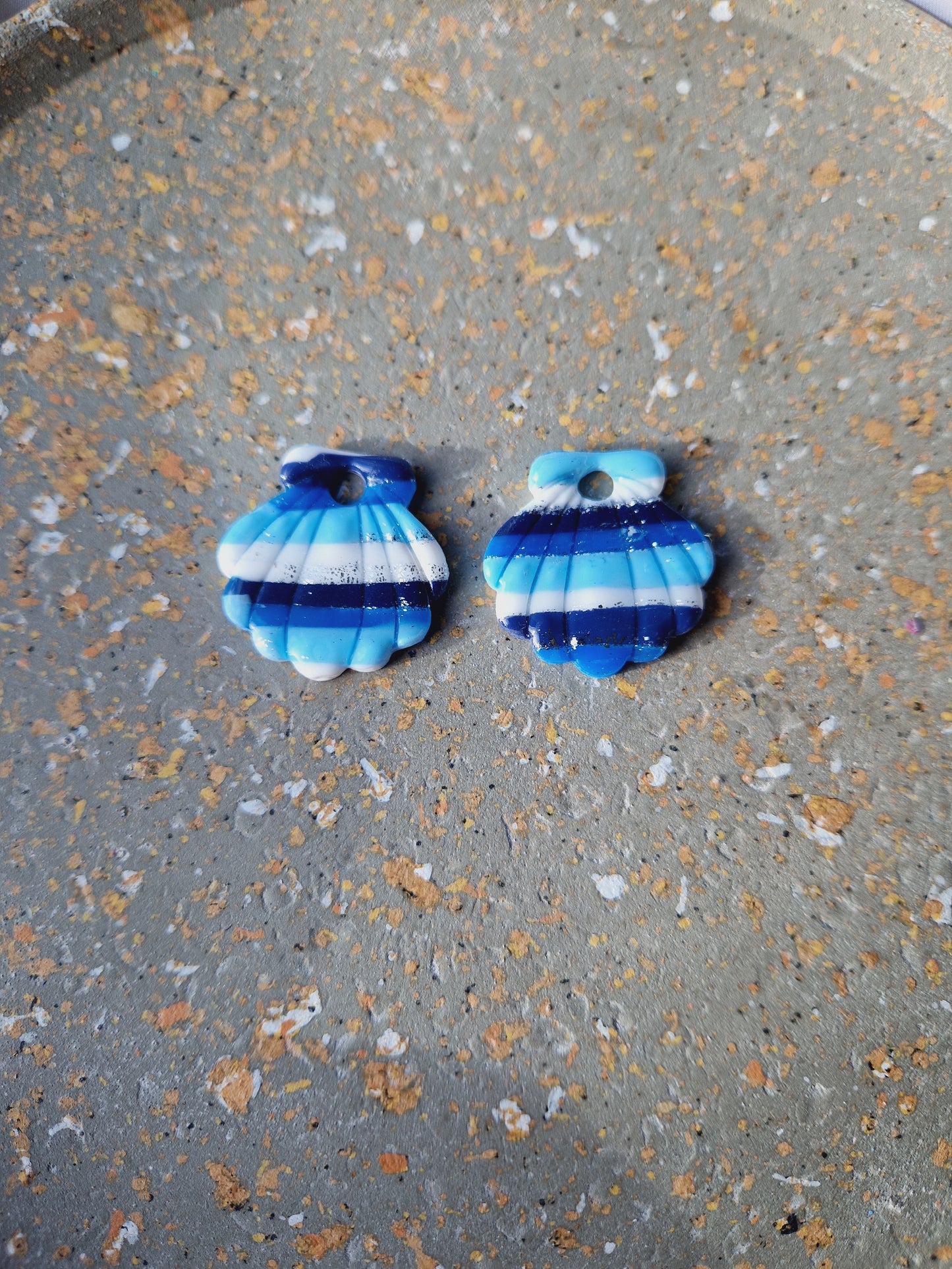 Pampilles rayures marron/bleu 🤎💙 (sans créoles) finition brillante.