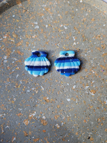 Pampilles rayures marron/bleu 🤎💙 (sans créoles) finition brillante.