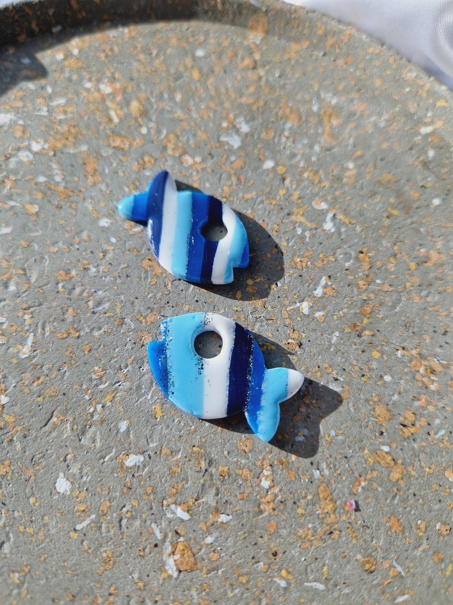 Pampilles rayures marron/bleu 🤎💙 (sans créoles) finition brillante.