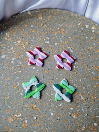 Pampilles rayures rose / vert 🩷💚 (sans créoles) finition brillante.