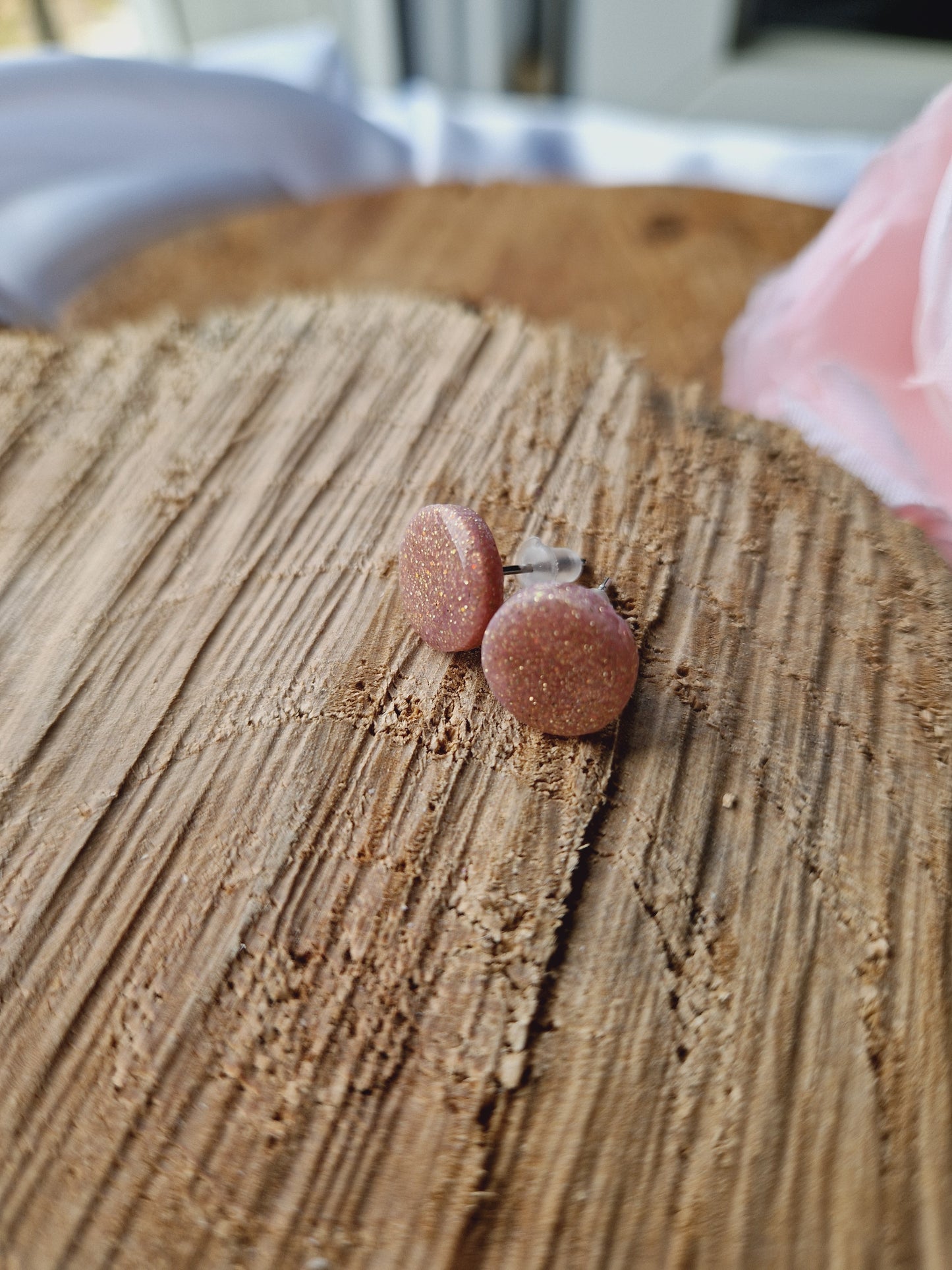 Minies puces rondes rose paillété.