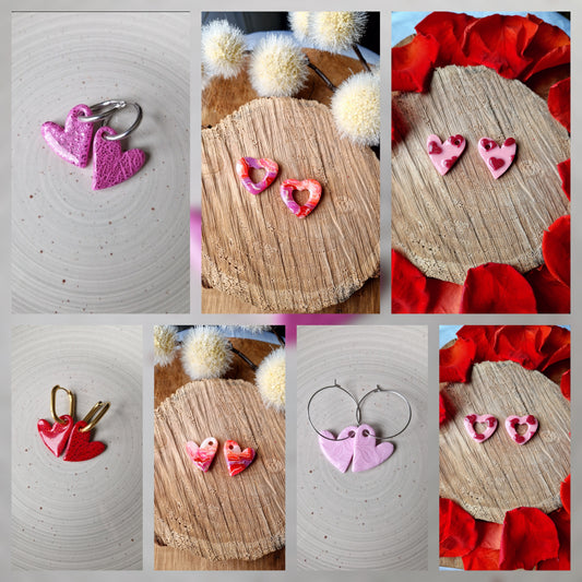 Pampilles Coeurs 🩷❤️🩷 (sans créoles) finition brillante.