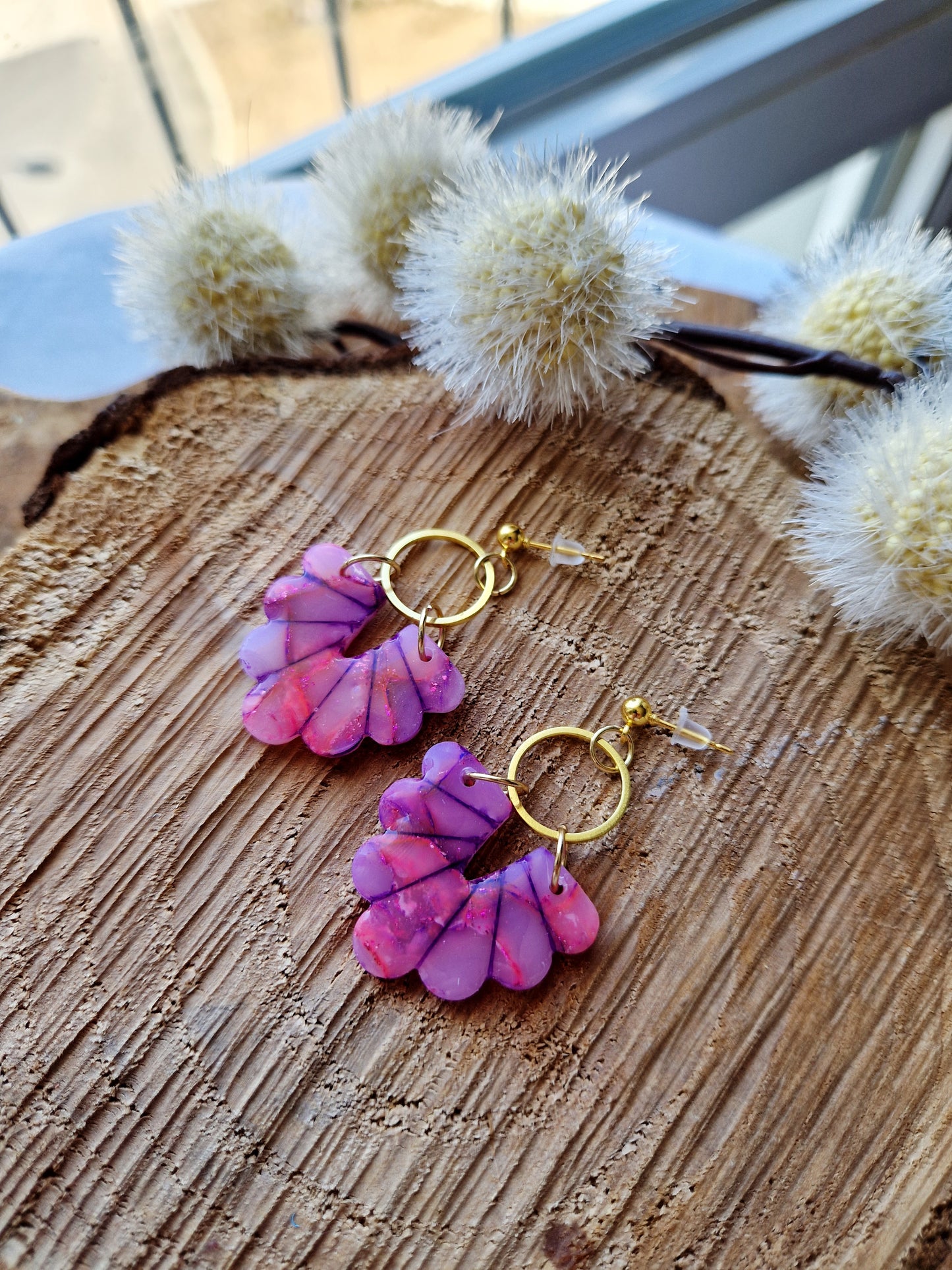 Boucles "Lilia" marbré rose violet 🩷💜.