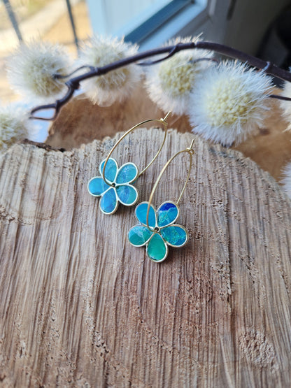 Boucles "Flora 🌸 " Lagon.