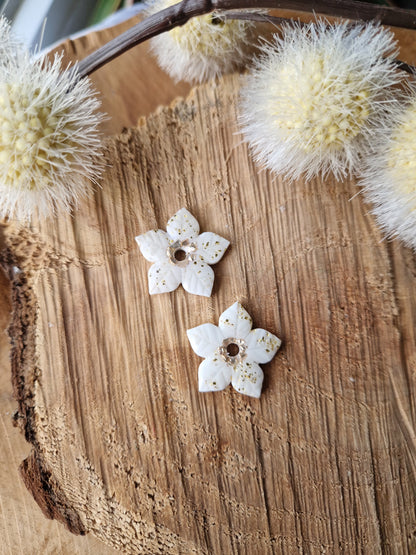 Pampilles "Fleurs de Noël" moyennes (sans créoles) blanc et or 🤍💛.