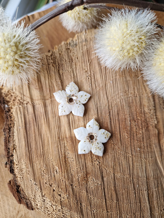 Pampilles "Fleurs de Noël" moyennes (sans créoles) blanc et or 🤍💛.