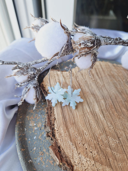 Boucles "Flocons ❄️" bleu/argent.