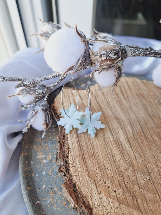 Boucles "Flocons ❄️" bleu/argent.