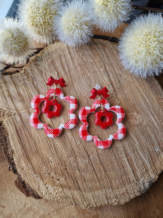 Boucles "Duo de 🌸" Vichy ❤️🎀