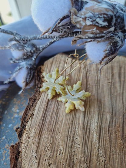 Boucles "Flocons ❄️" zébré or/blanc.