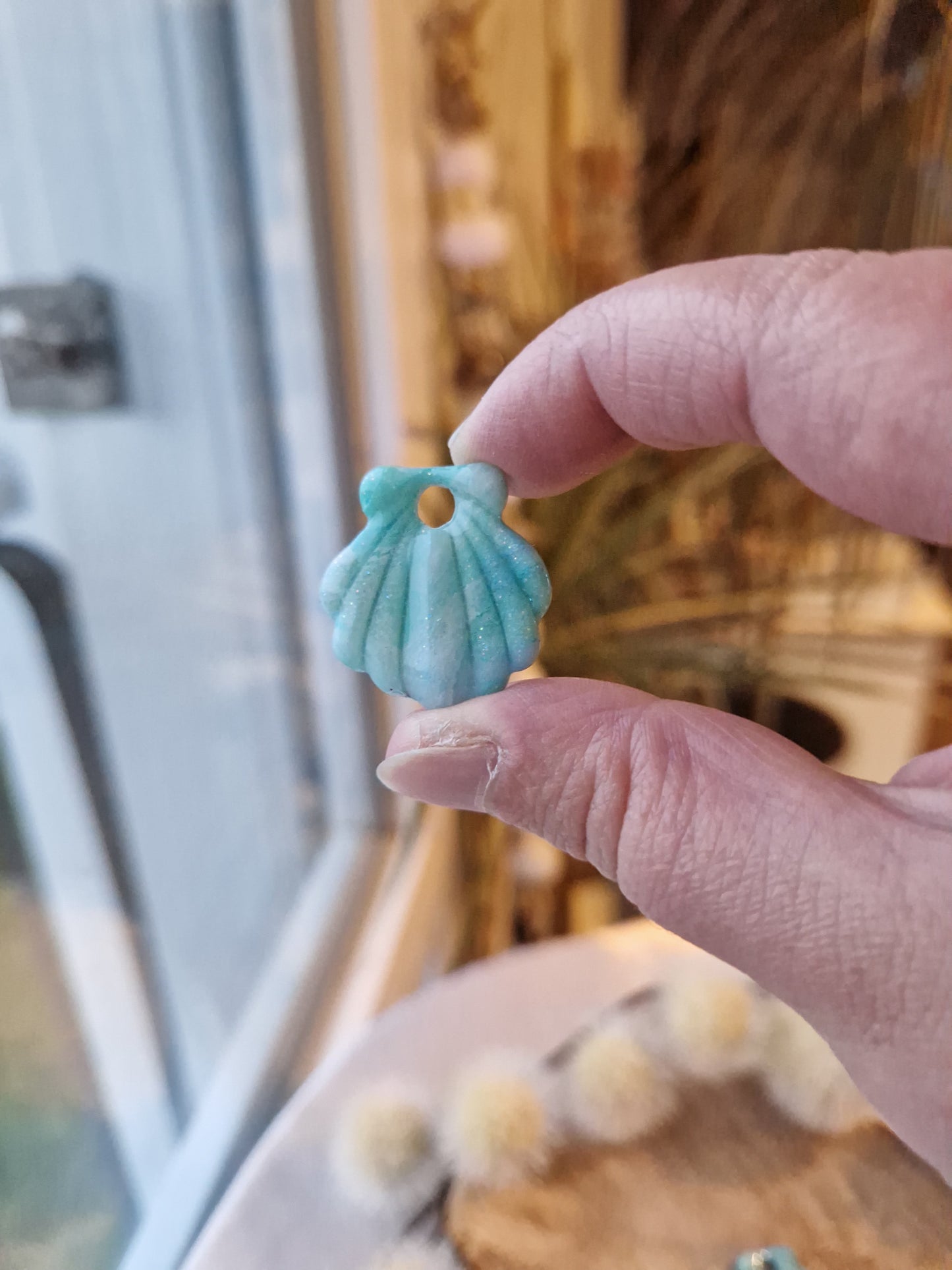 Pampilles "Coquillages 🐚" 🩵 (sans créoles) finition brillantes.
