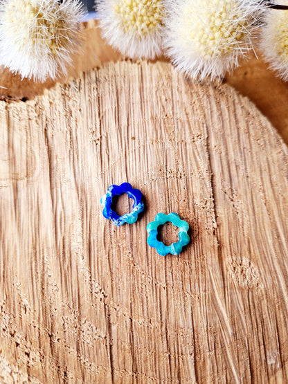 Minies pampilles "Lagon 🩵💙💚" finition brillante (sans créoles).