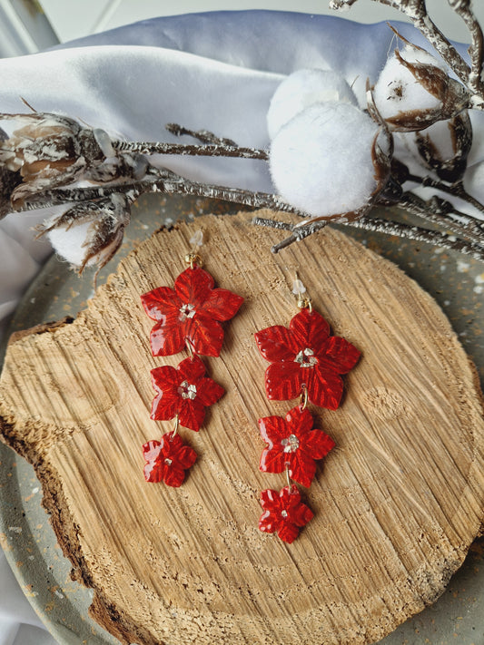 Boucles "Trio fleurs de Noël"