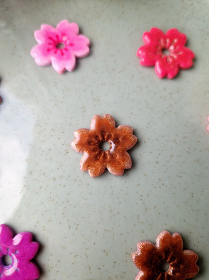 Pampilles "Fleurs de Cerisier 🌸" finition brillante (sans créoles).