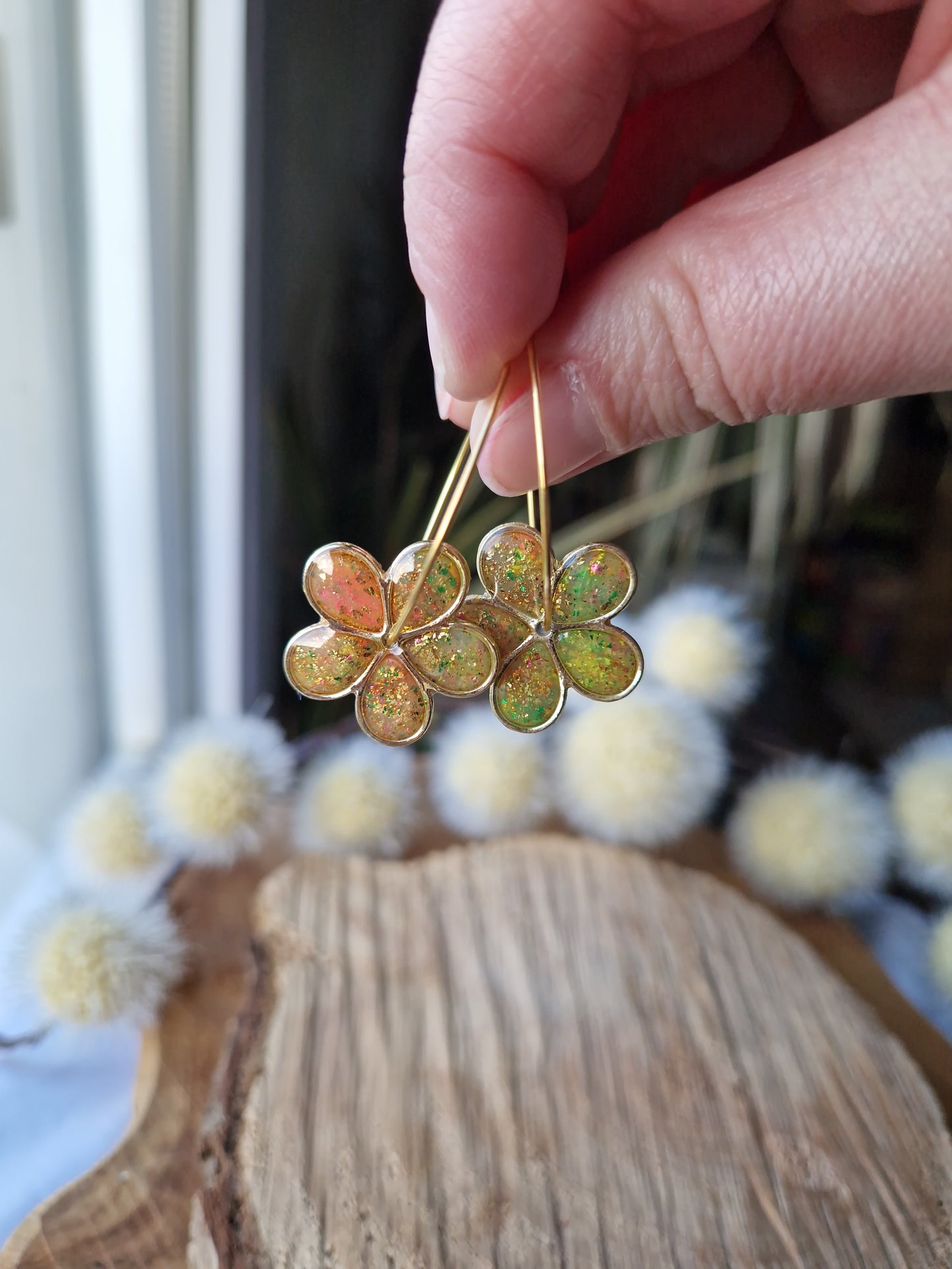 Boucles "Flora" anti gaspi Néon.