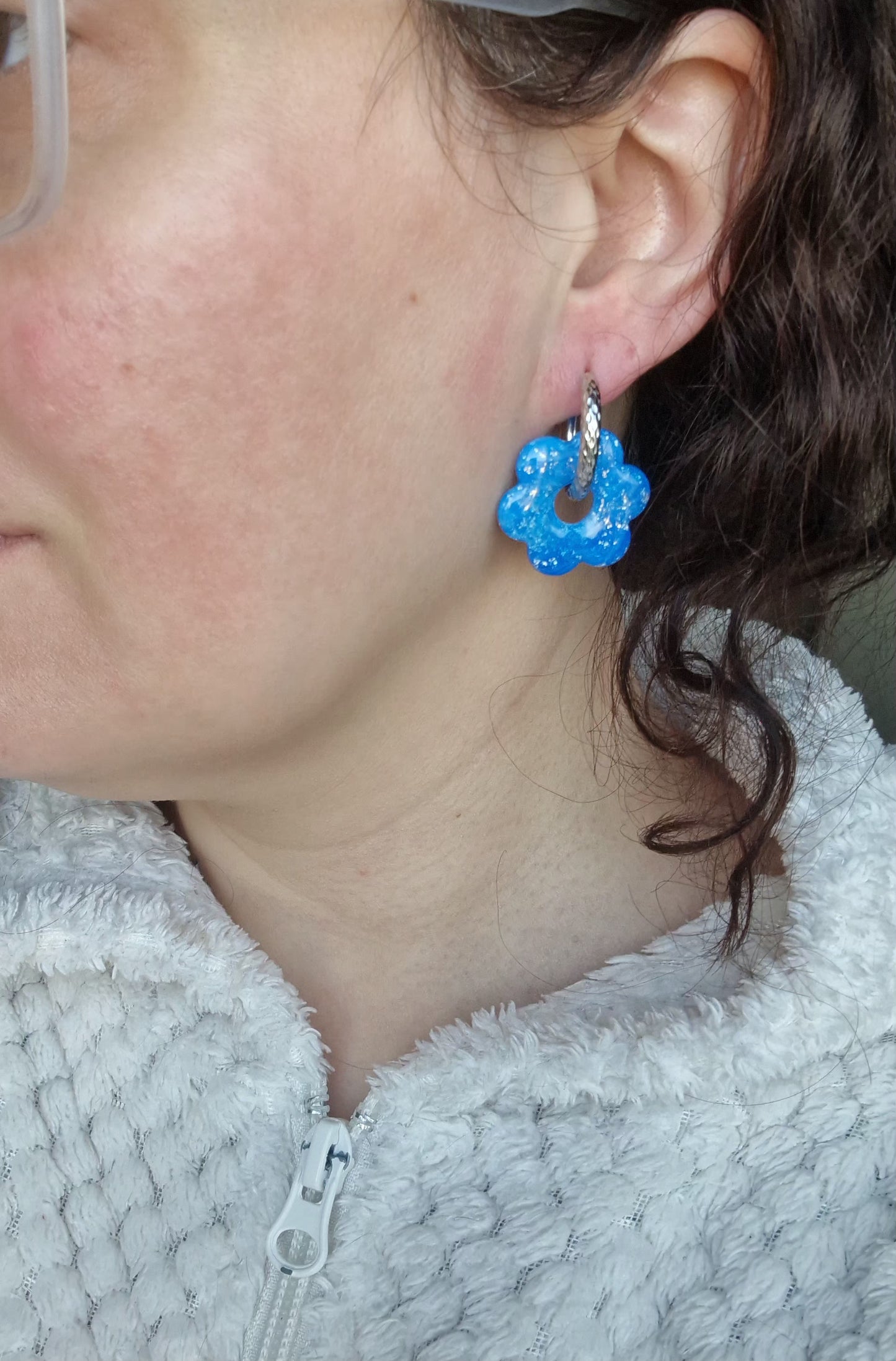 Pampilles "Lola" 🩵 (sans créoles) finition brillante.