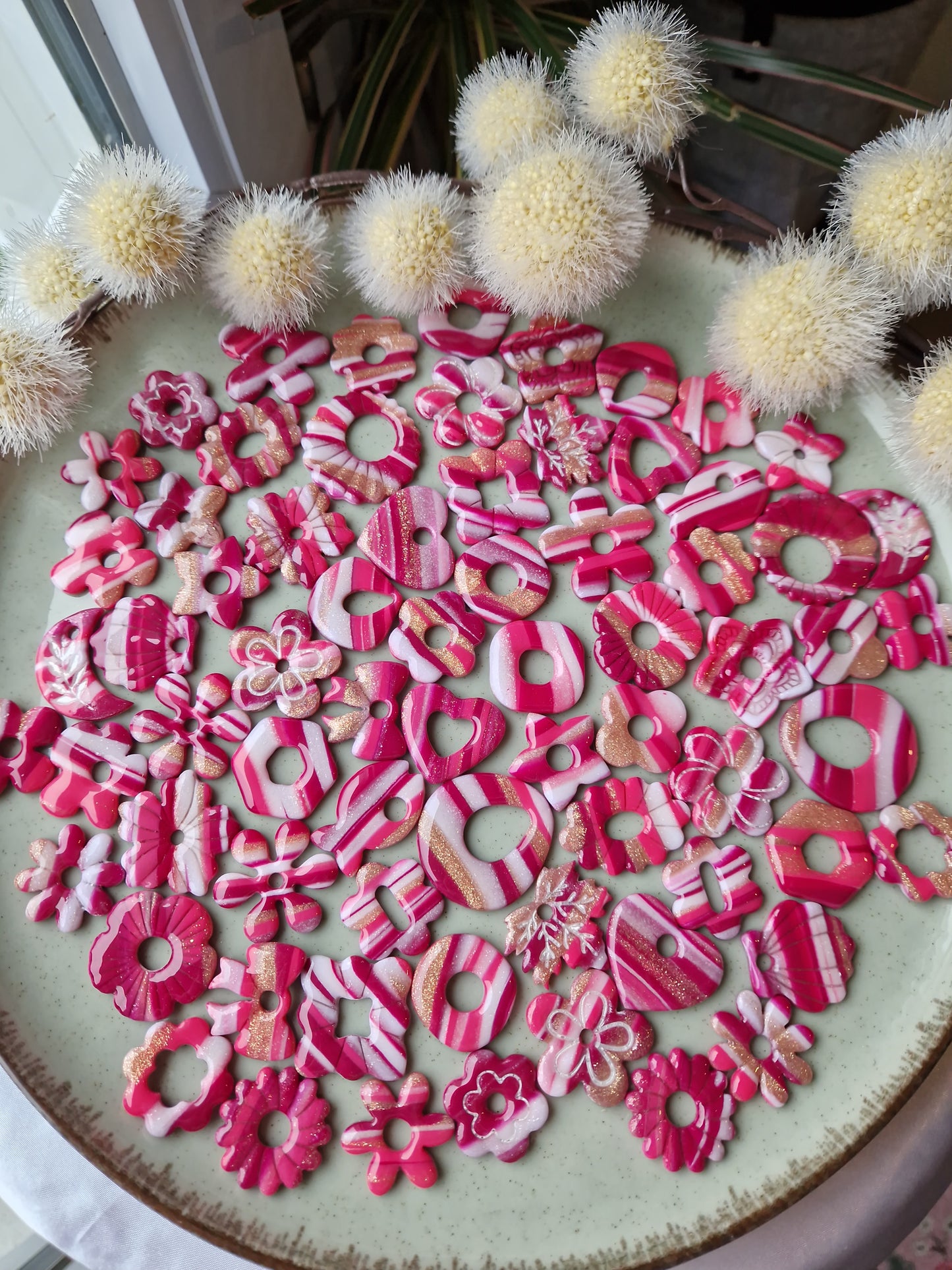 Pampilles "Framboise givrée 💓" finition brillante (sans créoles).