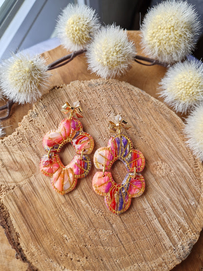 Boucles "Anissa" pierre d'agate rose 🩷💜