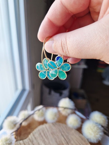 Boucles "Flora 🌸 " Lagon.