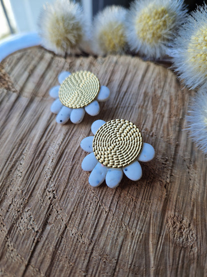 Boucles "Fanny" granit Blanc or.