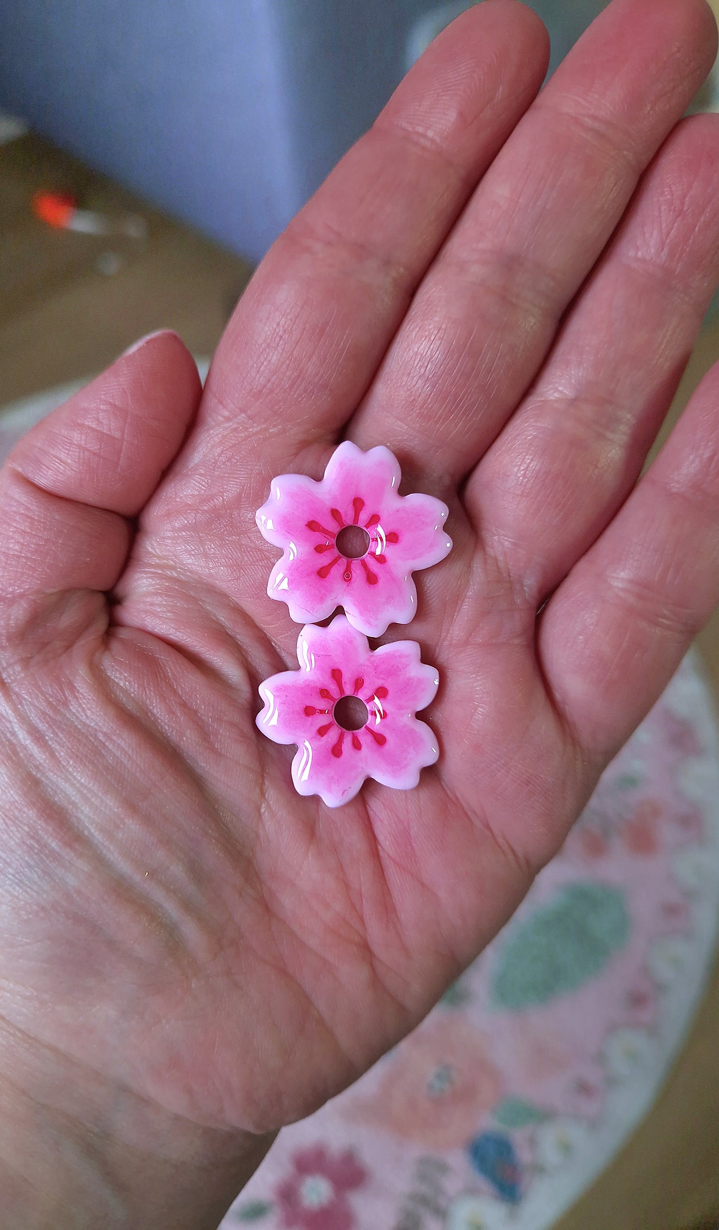 Pampilles "Fleurs de Cerisier 🌸" finition brillante (sans créoles).