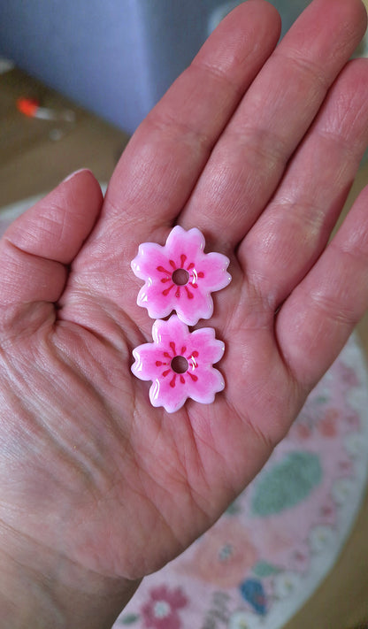 Pampilles "Fleurs de Cerisier 🌸" finition brillante (sans créoles).
