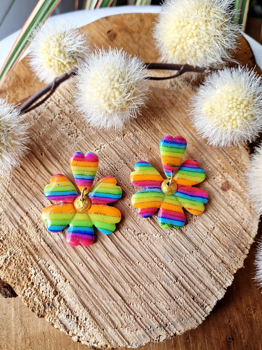 Boucles "Fleurs pétale 🌸" Rainbow 🌈