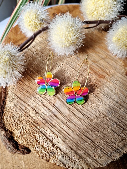 Boucles "Flora 🌸" Rainbow 🌈