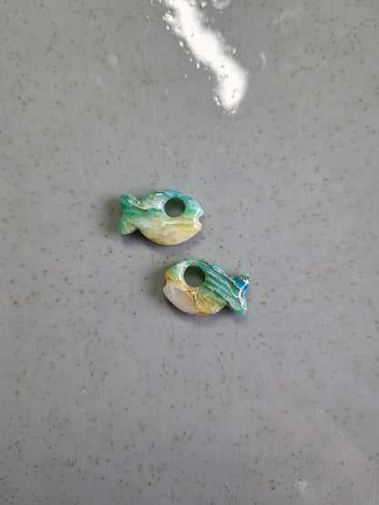 Minies pampilles effet "pierre d'agate" 💚💛🧡❤️ finition brillante (sans créoles).