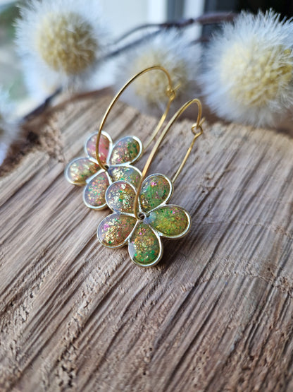 Boucles "Flora" anti gaspi Néon.