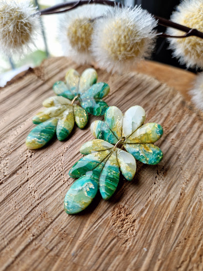 Boucles "Aglaë" Pierre d'agate verte.