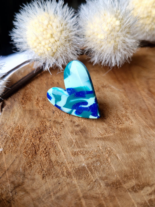 Pin's marbré bleu, vert menthe, vert émeraude 🩵💚