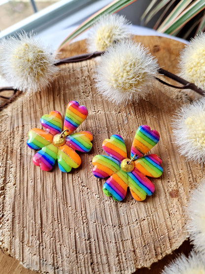 Boucles "Fleurs pétale 🌸" Rainbow 🌈