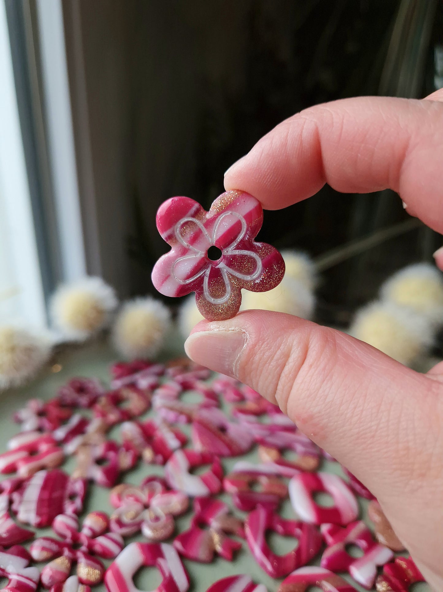 Pampilles "Framboise givrée 💓" finition brillante (sans créoles).