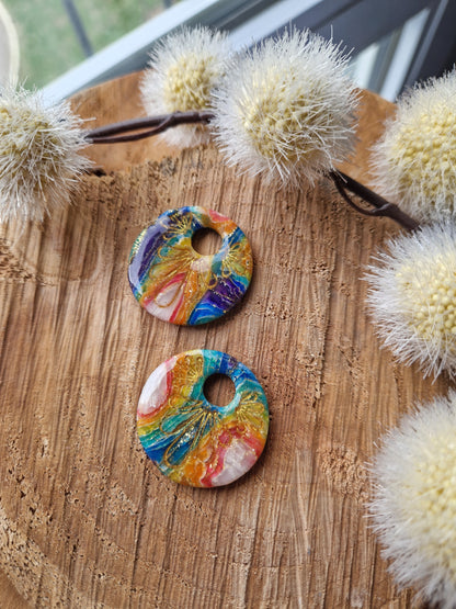 Pampilles "Daria" Pierre d'agate Rainbow 🌈 (sans créoles).